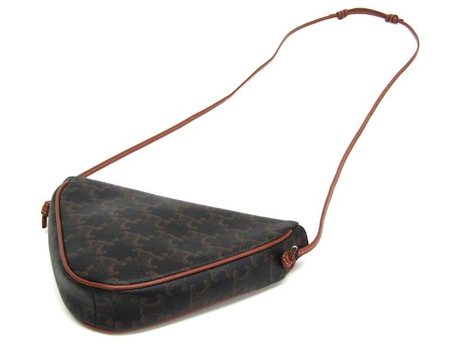 Céline Celine Triomphe Triangle Schultertasche Braun Schwarz - Ansicht 2