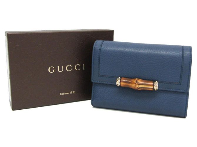 Gucci Bamboo Ledergeldbörse Blau - Ansicht 2