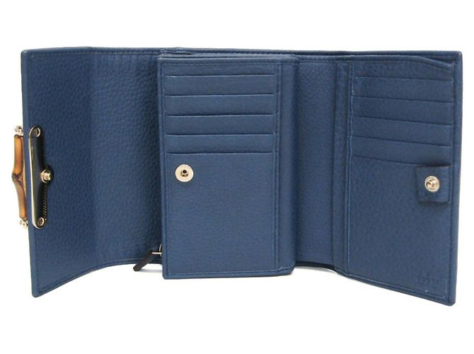 Gucci Bamboo Ledergeldbörse Blau - Ansicht 4