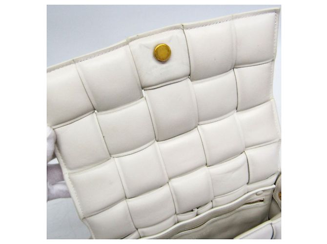 Borsa a Spalla Bottega Veneta Intrecciato Padded Cassette Bianco sporco - vista 16