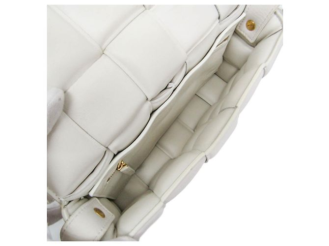 Borsa a Spalla Bottega Veneta Intrecciato Padded Cassette Bianco sporco - vista 4