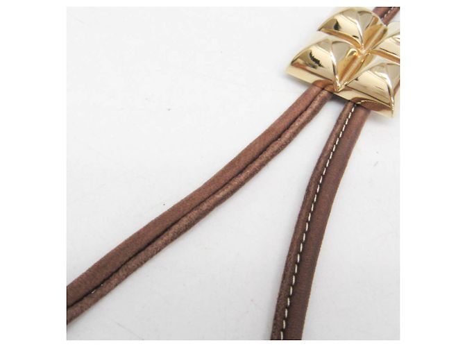 Hermès Gravata Bolo Hermes Medor Marrom Dourado - vista 10