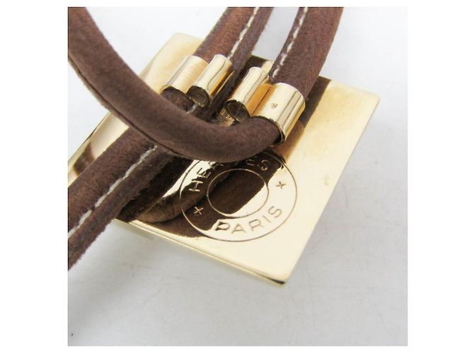 Hermès Gravata Bolo Hermes Medor Marrom Dourado - vista 12