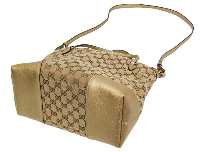 Borsa Gucci GG Canvas Bree 353120 Beige D'oro - vista 2