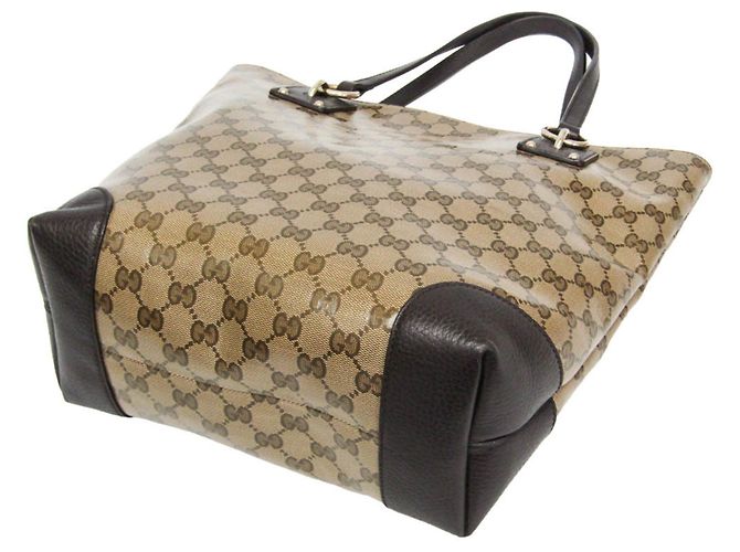 Borsa Tote Gucci GG Crystal Beige Marrone scuro - vista 2