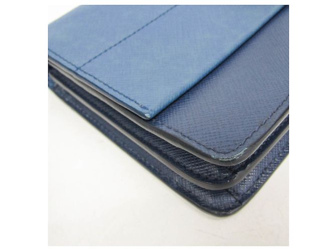 Portafoglio a tracolla/catena Prada Saffiano BT1020 Blu - vista 12