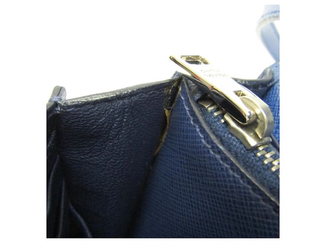 Portafoglio a tracolla/catena Prada Saffiano BT1020 Blu - vista 18