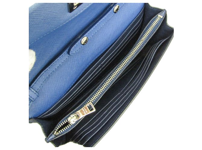 Portafoglio a tracolla/catena Prada Saffiano BT1020 Blu - vista 3