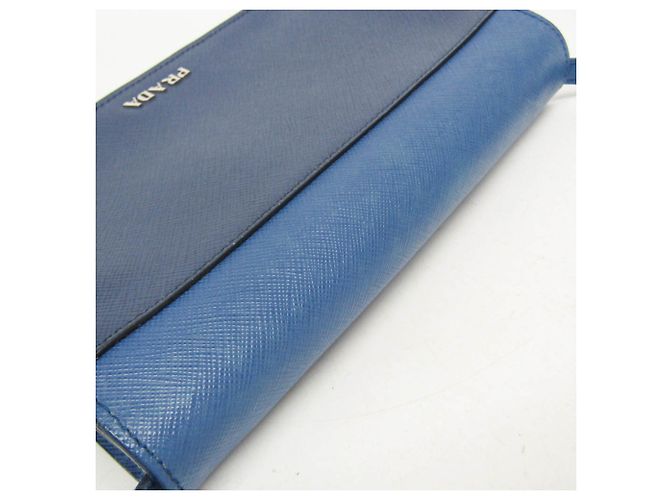 Portafoglio a tracolla/catena Prada Saffiano BT1020 Blu - vista 9