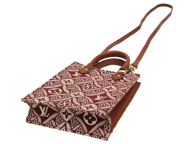 Louis Vuitton Monogram Jacquard Petite Sac Plat Marrone Bordò - vista 2