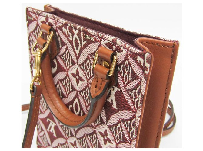 Louis Vuitton Monogram Jacquard Petite Sac Plat Marrone Bordò - vista 8