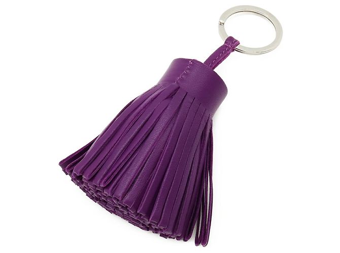 Hermès Llavero Hermes Carmen en piel Agneau Milo morado Púrpura - vista 3