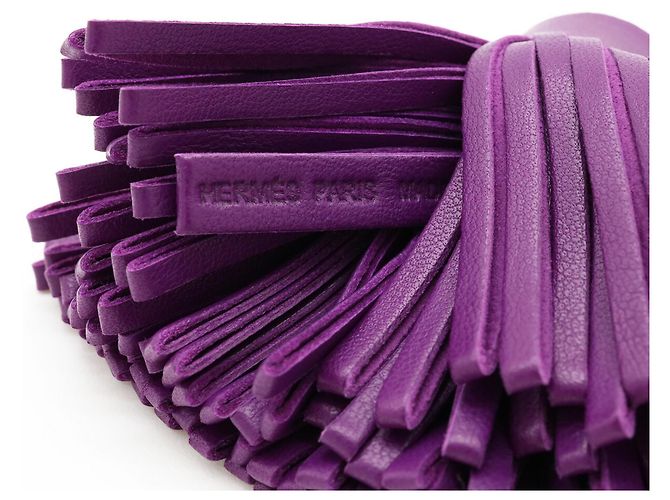 Hermès Llavero Hermes Carmen en piel Agneau Milo morado Púrpura - vista 6