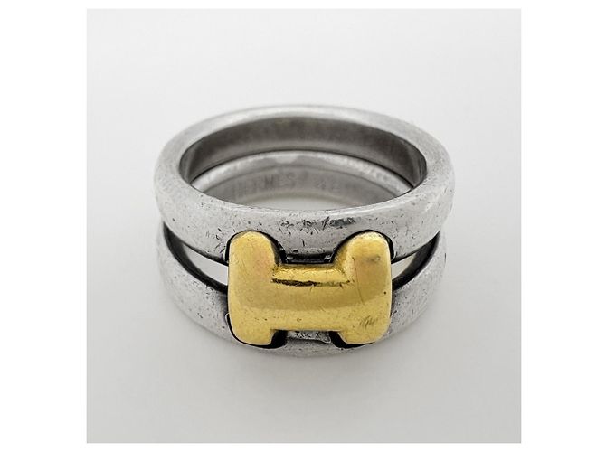 Hermès Olympe Ring Silberfarbenes Metall mit Goldbeschichtung - Ansicht 2