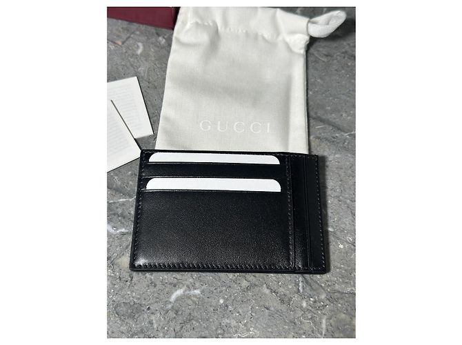 Gucci Piuma Jumbo GG Leder Kartenetui Schwarz Graphite Grau - Ansicht 3