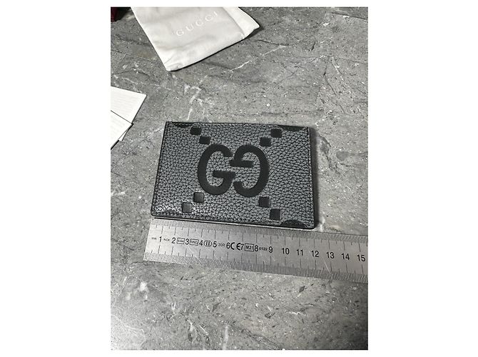 Gucci Piuma Jumbo GG Leder Kartenetui Schwarz Graphite Grau - Ansicht 6