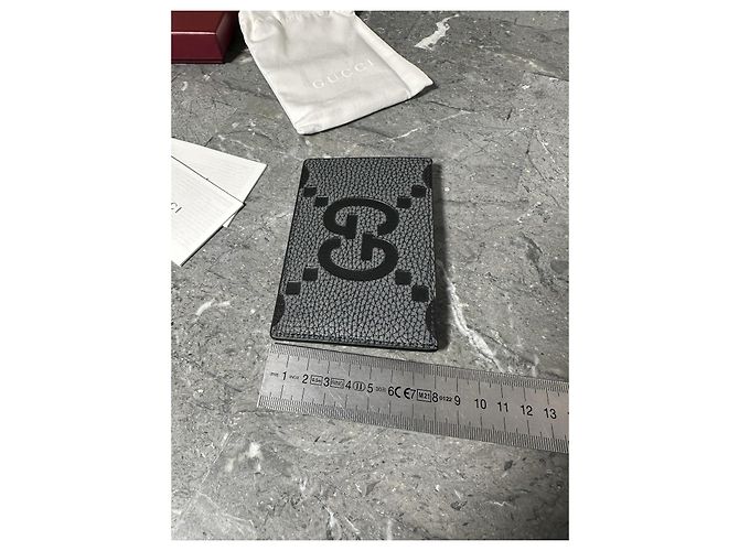Gucci Piuma Jumbo GG Leder Kartenetui Schwarz Graphite Grau - Ansicht 7