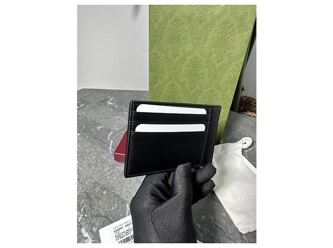 Gucci Piuma Jumbo GG Leder Kartenetui Schwarz Graphite Grau - Ansicht 9