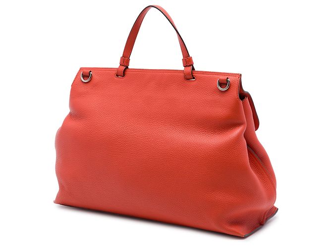 Borsa Gucci Orange in pelle di vitello Bamboo Large Rosso Arancione - vista 2