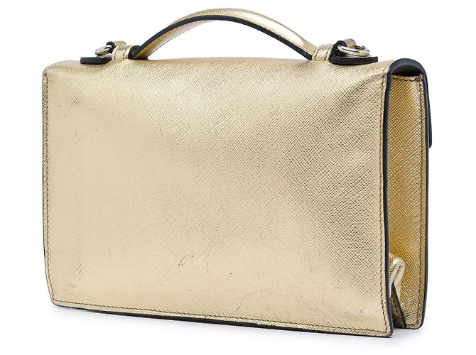 Borsa Prada Gold Saffiano Sound Lock D'oro - vista 2