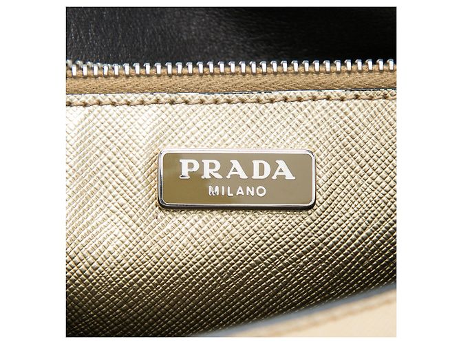Borsa Prada Gold Saffiano Sound Lock D'oro - vista 5