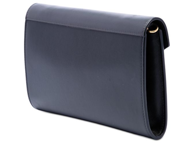 Céline Celine Bicolor Leder-Umschlaggeldbörse in Schwarz mit Kette - Ansicht 2