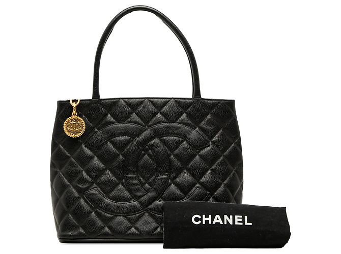 Tote Chanel Black Caviar Medallion Nero - vista 7