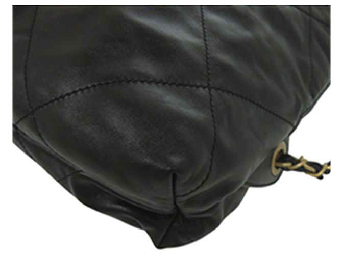 Chanel 22 Rucksack aus gestepptem glänzendem Kalbsleder Schwarz Large - Ansicht 11