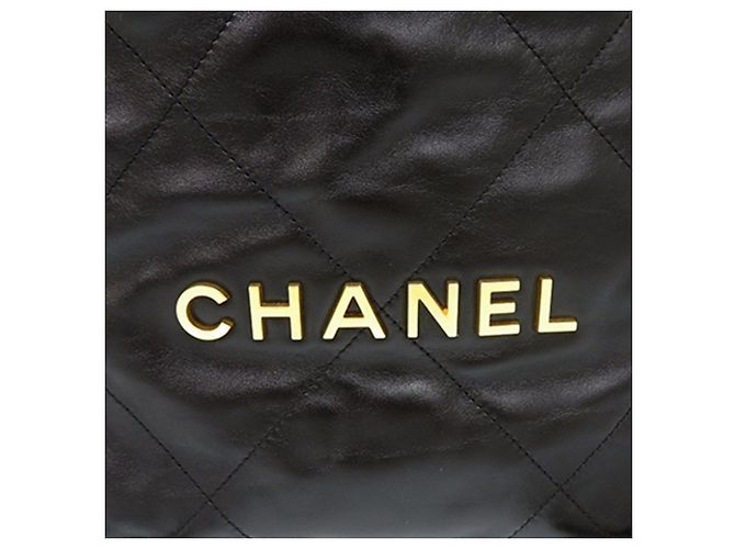 Chanel 22 Rucksack aus gestepptem glänzendem Kalbsleder Schwarz Large - Ansicht 4
