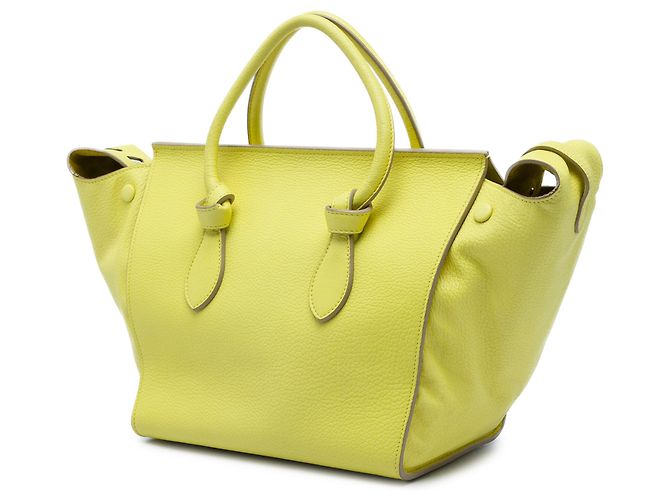 16 Céline Borsa Celine Tie Knot in pelle di vitello granulata gialla Small Giallo - vista 2