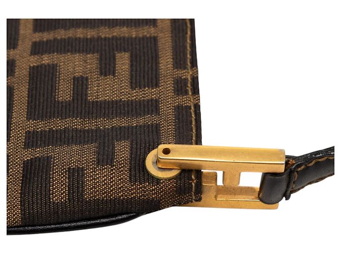 Borsa a tracolla Fendi in tela Zucca marrone - vista 7