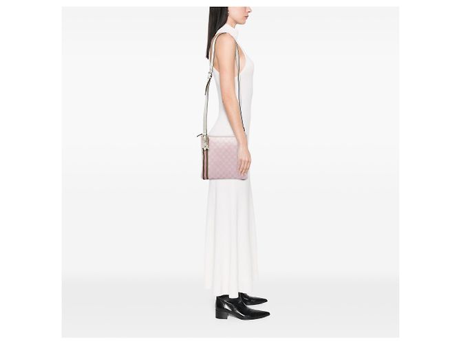Gucci Pink GG Canvas Web Jolicoeur Crossbody Rosa - vista 5