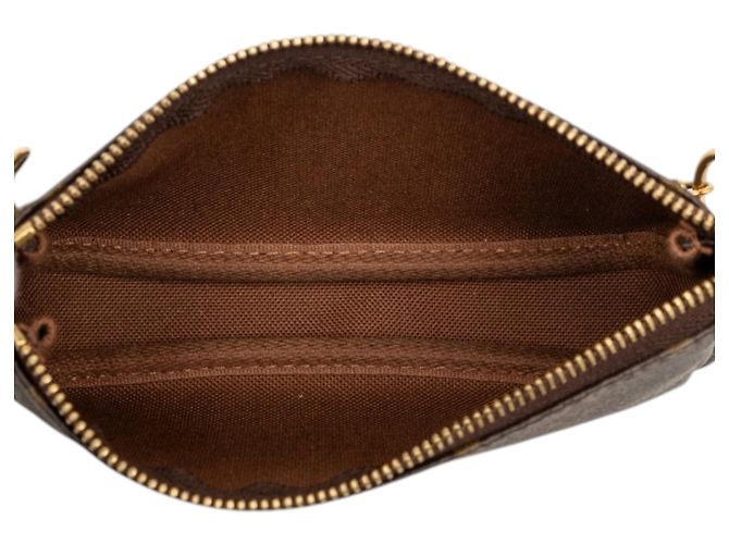 Louis Vuitton Brown Monogram Mini Pochette Accessoires Marrone - vista 4
