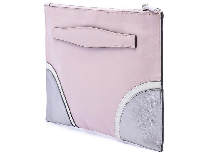 Clutch Saffiano tricolore rosa Prada - vista 2