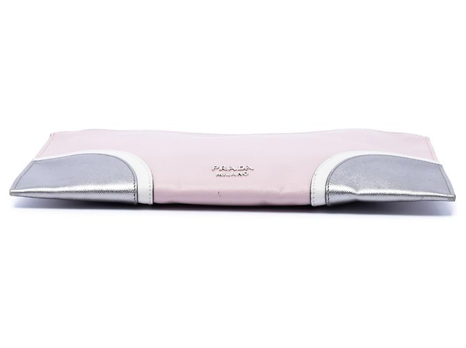 Clutch Saffiano tricolore rosa Prada - vista 3