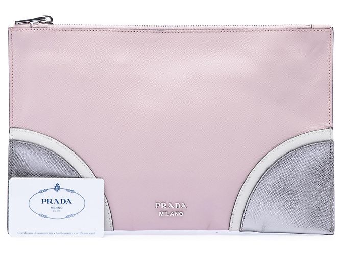 Clutch Saffiano tricolore rosa Prada - vista 7