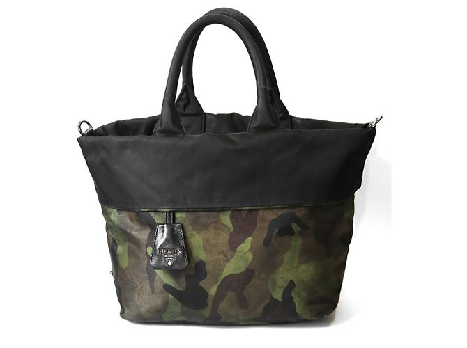 Borsa Tote Prada Camouflage Verde Cachi - vista 2