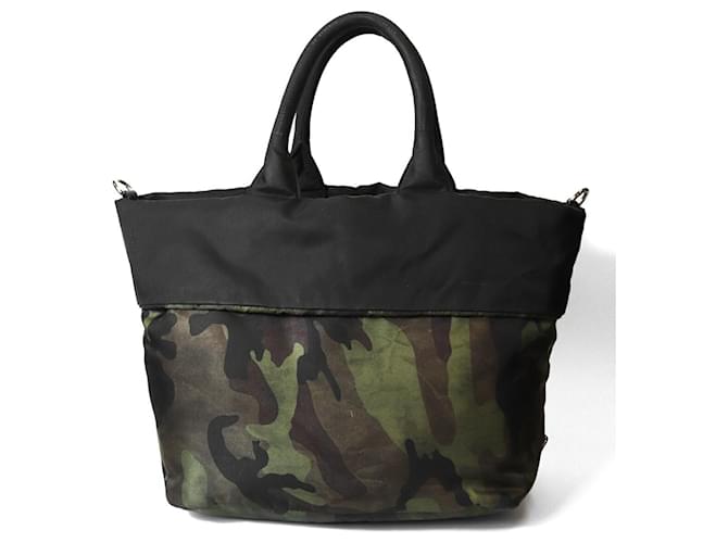 Borsa Tote Prada Camouflage Verde Cachi - vista 3