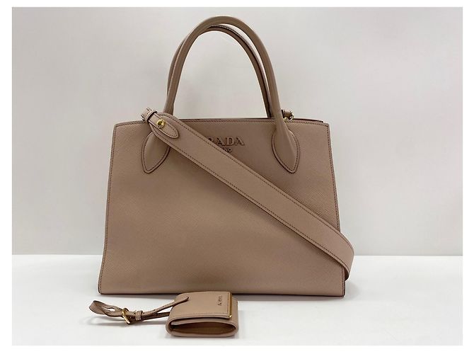 Borsa a mano Monochrome 2-Way beige Prada - vista 12