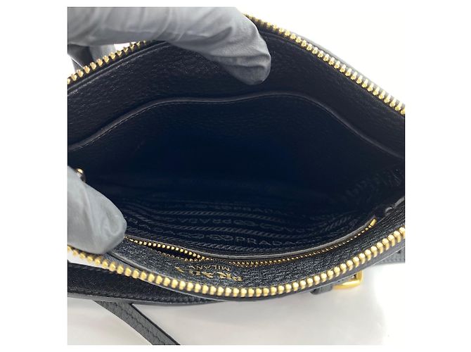 Prada Vitello Phoenix Schultertasche Schwarz - Ansicht 12