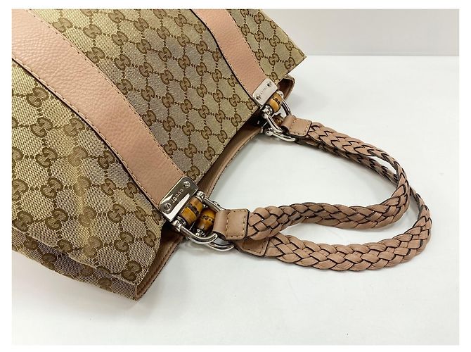 Borsa Tote Gucci Bamboo Rosa Beige - vista 10