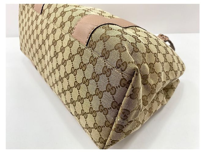 Borsa Tote Gucci Bamboo Rosa Beige - vista 8