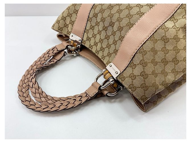 Borsa Tote Gucci Bamboo Rosa Beige - vista 9