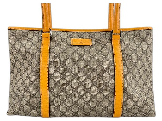 Borsa Tote Gucci beige e arancione - vista 2