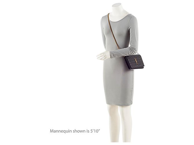 Portefeuille à chaîne Saint Laurent en agneau matelassé avec monogramme Cassandre Noir - vue 5