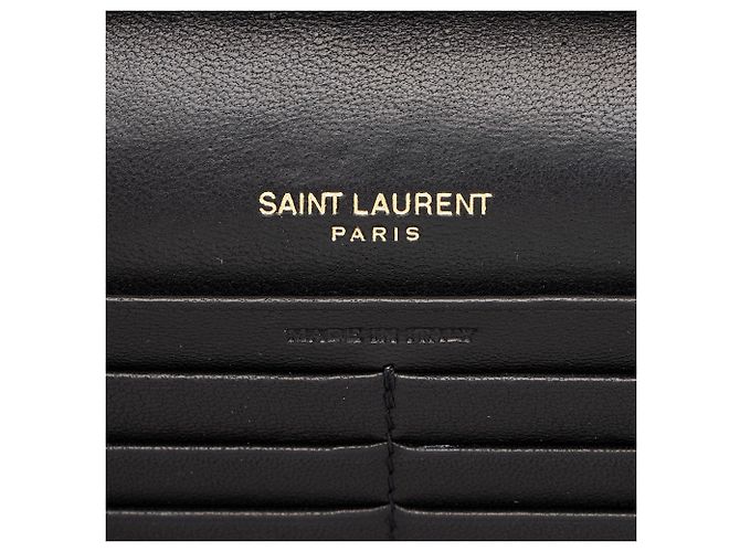 Portefeuille à chaîne Saint Laurent en agneau matelassé avec monogramme Cassandre Noir - vue 8