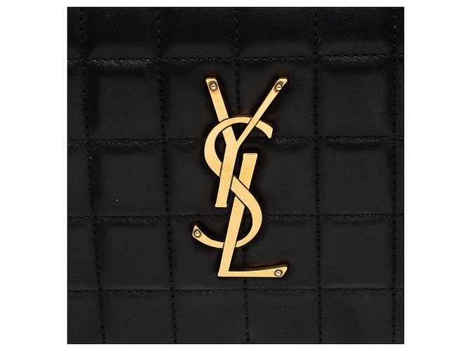 Portefeuille à chaîne Saint Laurent en agneau matelassé avec monogramme Cassandre Noir - vue 9