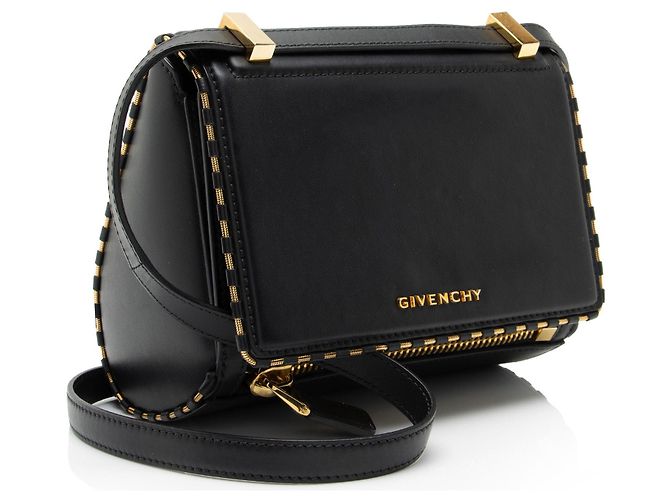 Borsa a tracolla Mini Pandora Box con bordo in catena in pelle Givenchy Nero - vista 2