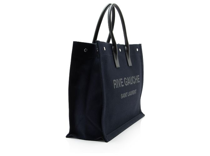 Tote Large Rive Gauche em canvas e couro de bezerro Saint Laurent Preto - vista 2