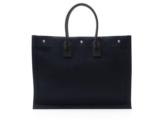 Tote Large Rive Gauche em canvas e couro de bezerro Saint Laurent Preto - vista 3